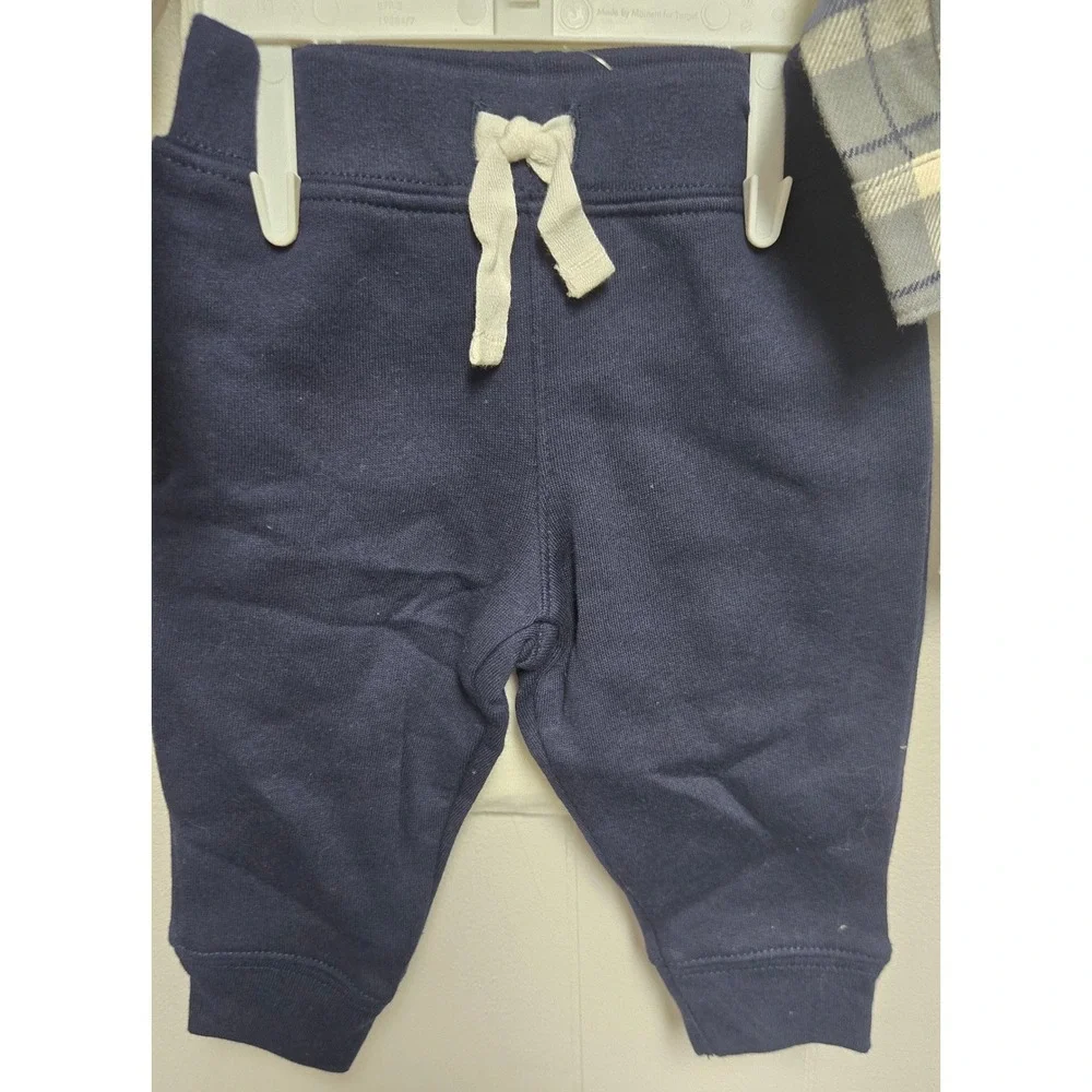 Carters Just One You Baby Boy 3pc Plaid Flannel Sherpa Set 1R740810 Grey Navy 6M